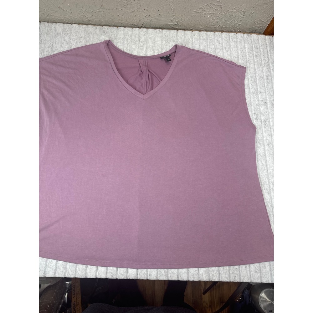 Torrid Womens Mauve Purple V-Neck Back Pleat Cap Sleeve Modal Top Size 4